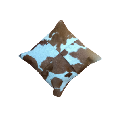 Leather Hair-on Cushion Cover – Brown , Tan & white / LF-4B-04 - Image 3