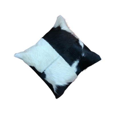 Leather Hair-on Cushion Cover -Black & W - Image 2