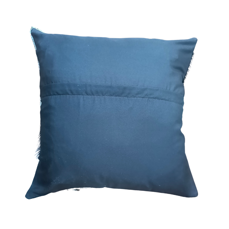 Leather Hair-on Cushion Cover -Black & W - Image 4