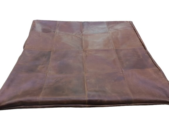 Leather pouf (without filler) Dark brown - Image 3