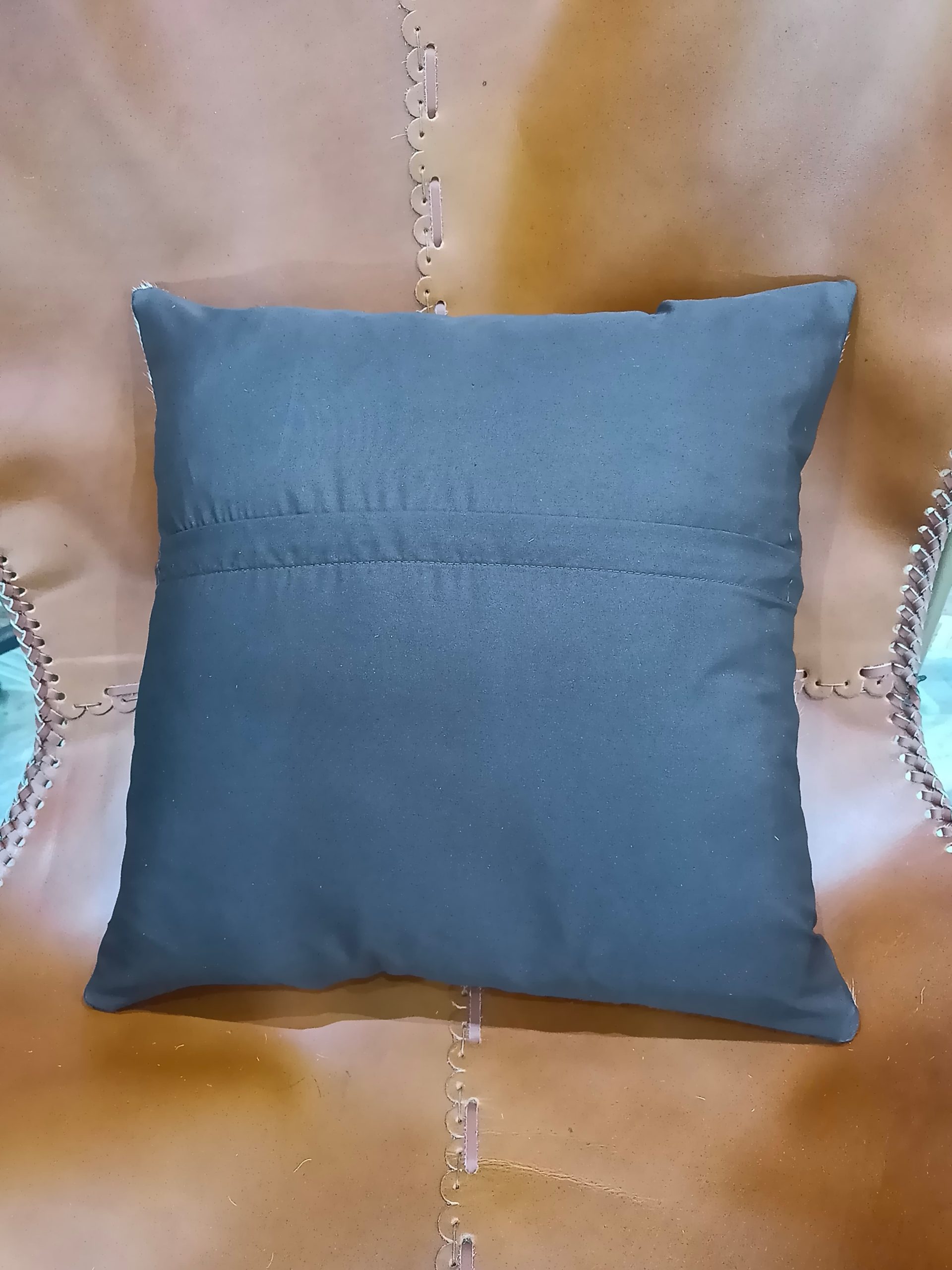 Leather Hair-on Cushion Cover – Brown , Tan & white / LF-4B-04 - Image 4