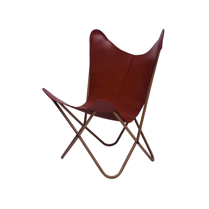 Leather butterfly chair- Tan antique - Image 4