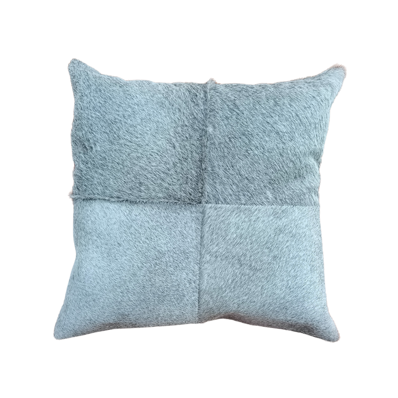Leather hair on cushion cover-Grey