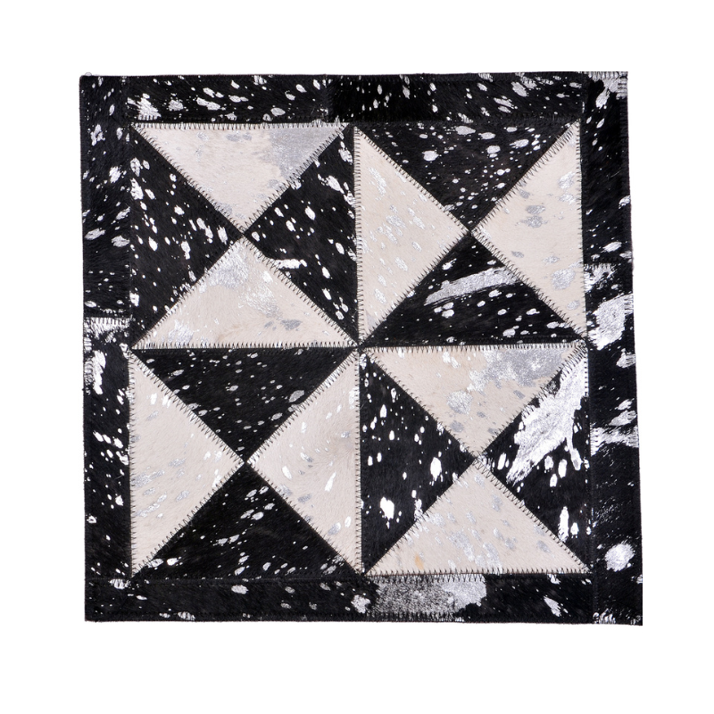 Leather carpet black and white with silver foil