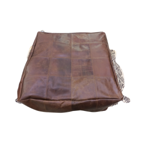 Leather pouf (without filler) Dark brown
