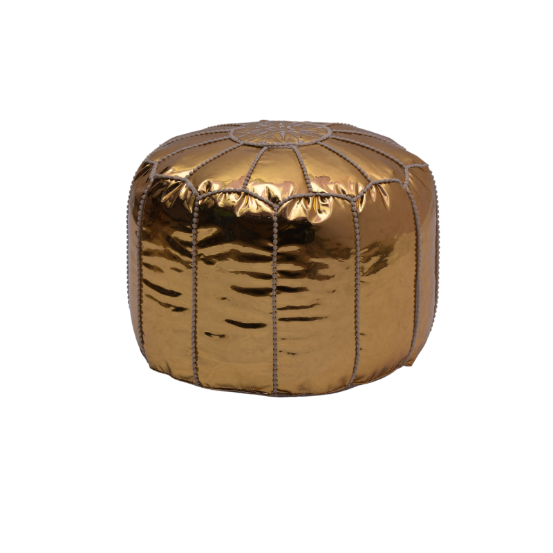 Faux leather Pouf (without filler)- Golden Moraccan 45x45x45 CM